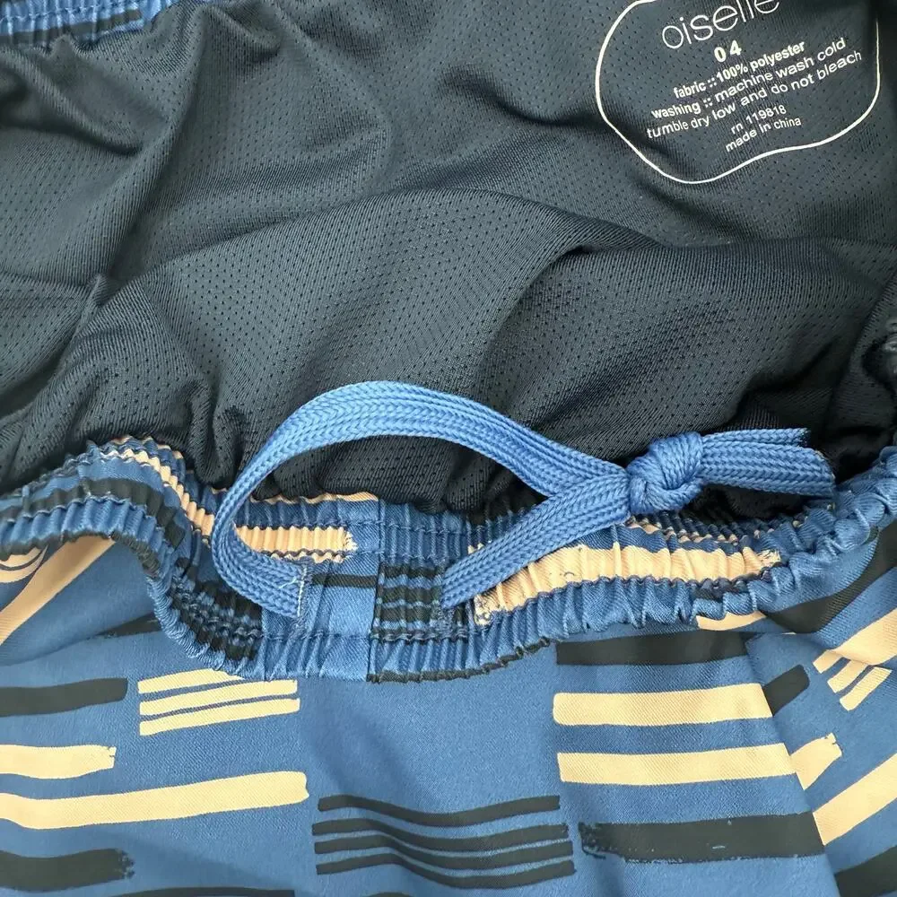 Oiselle Shorts Size 4 Womens Running Athletic Run Lined Mesh Athletic Blue Print